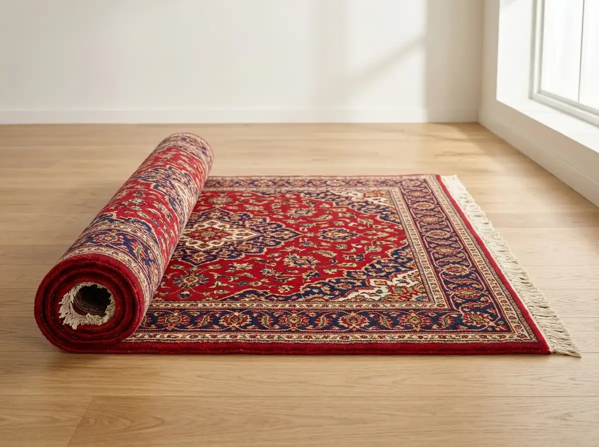 A freshly cleaned oriental area rug, the result of professional cleaning